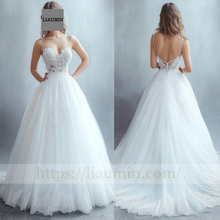 Load image into Gallery viewer, White Tulle With Lace Applique Wedding Evening Prom Formal Princess Dress C-14.2
