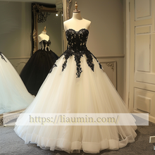 Load image into Gallery viewer, Black Lace Applique Ball Gown Wedding Dress Prom Princess Dress  W13-14.4
