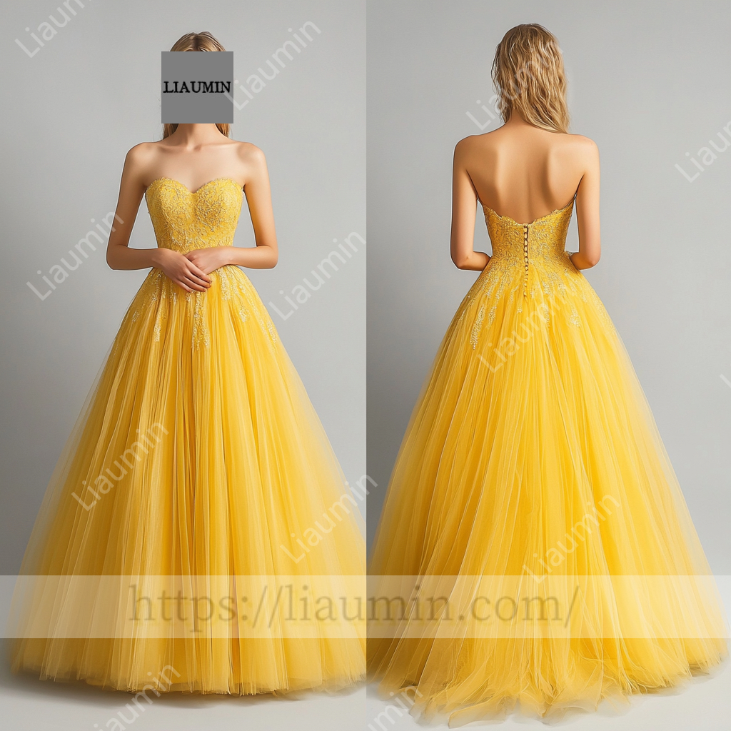 Custom Hand Made Yellow Wedding Evening Prom Formal Princess Dress C-15.5