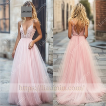 Load image into Gallery viewer, Customized Hand Made Pink Wedding Evening Prom Formal Princess Dress C-15.8
