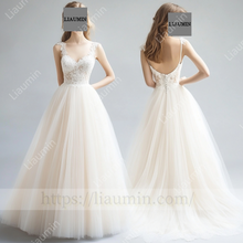 Load image into Gallery viewer, Customized Hand Made Light Champagne Wedding Evening Prom Formal Princess Dress C-16.2
