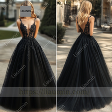 Load image into Gallery viewer, Customized Black Wedding Evening Prom Formal Princess Dress C-16.3
