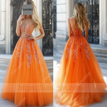 Load image into Gallery viewer, Customized Orange Dress Wedding Evening Prom Formal Princess Dress C-16.7
