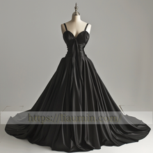 Load image into Gallery viewer, Black Full Length Sweetheart Evening Party Prom Formal Princess Dress Hand Made Custom W15-1.10

