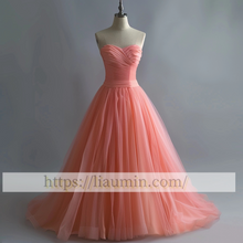 Load image into Gallery viewer, Pink Tulle Full Length Strapless Evening Party Prom Formal Occasion Princess Homecoming Skirt A-1.11
