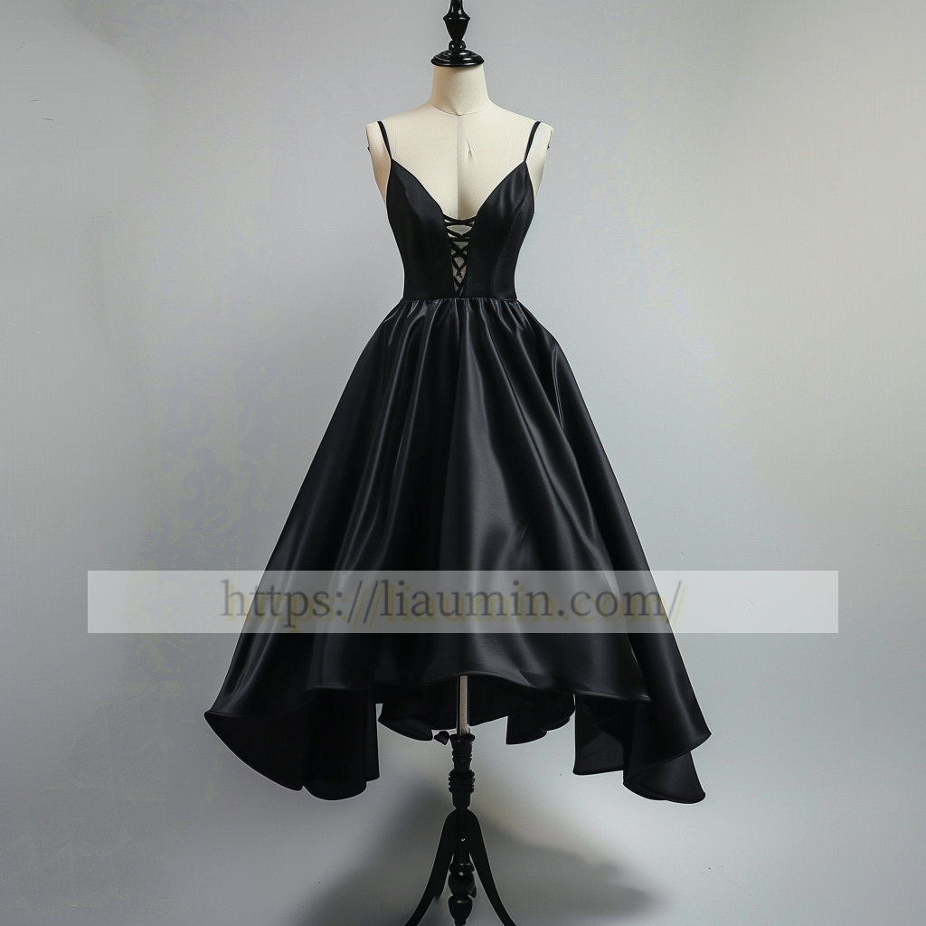 Black spaghetti straps Short Evening Party Prom Formal Occasion Princess Dress W5-1.13