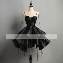 Load image into Gallery viewer, Black spaghetti straps Short Evening Party Prom Formal Occasion Princess Homecoming Dress W5-1.14
