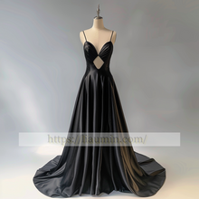 Load image into Gallery viewer, Sexy Black spaghetti straps Short Evening Party Prom Formal Occasion Princess Dress W5-1.16

