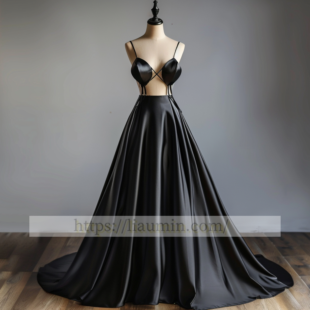 Sexy Black Spaghetti Straps Evening Party Prom Formal Occasion Princess Homecoming Dress W5-1.17