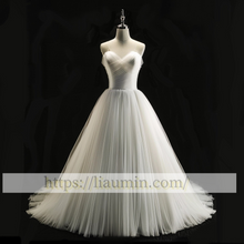 Load image into Gallery viewer, Simple Tulle Strapless Wedding Dress Lace Up Back Bridal Gown Princess Dress Custom A-1.17
