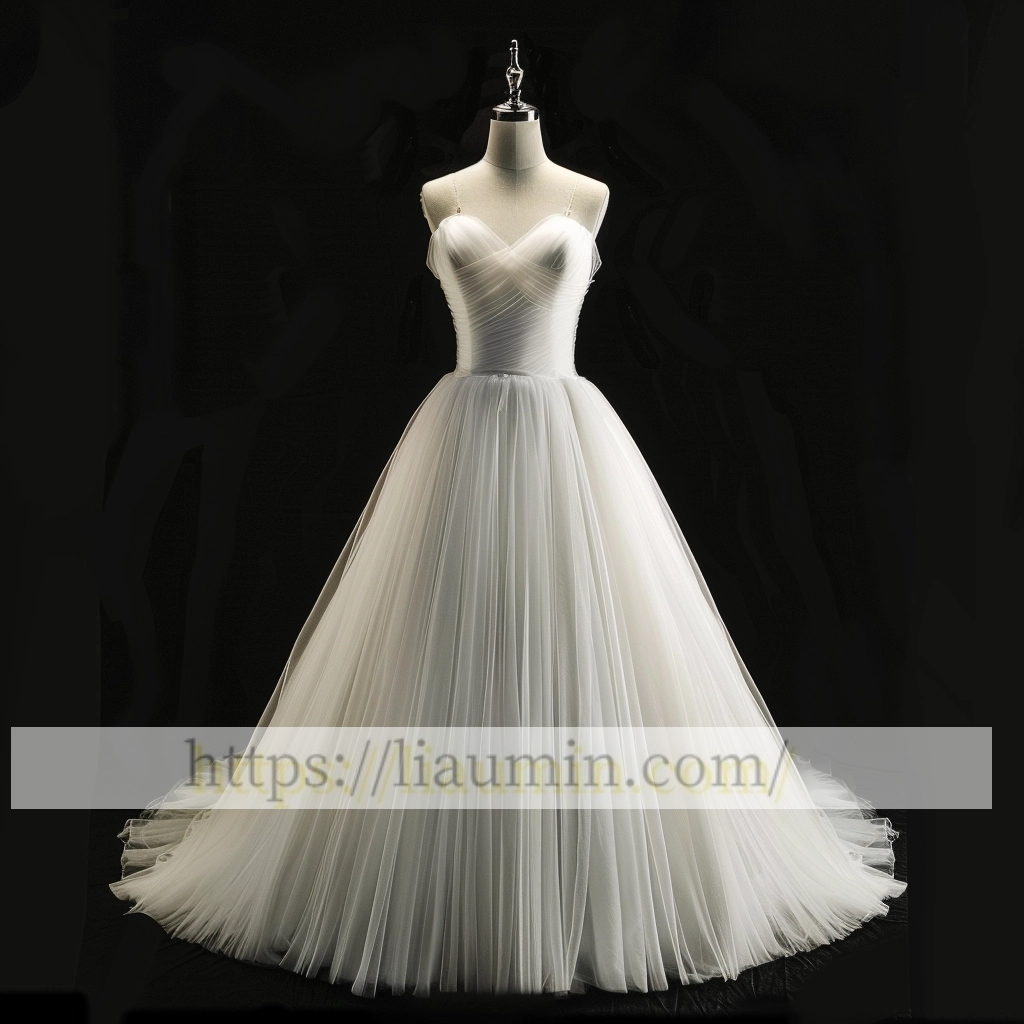 Simple Tulle Strapless Wedding Dress Lace Up Back Bridal Gown Princess Dress Custom A-1.17