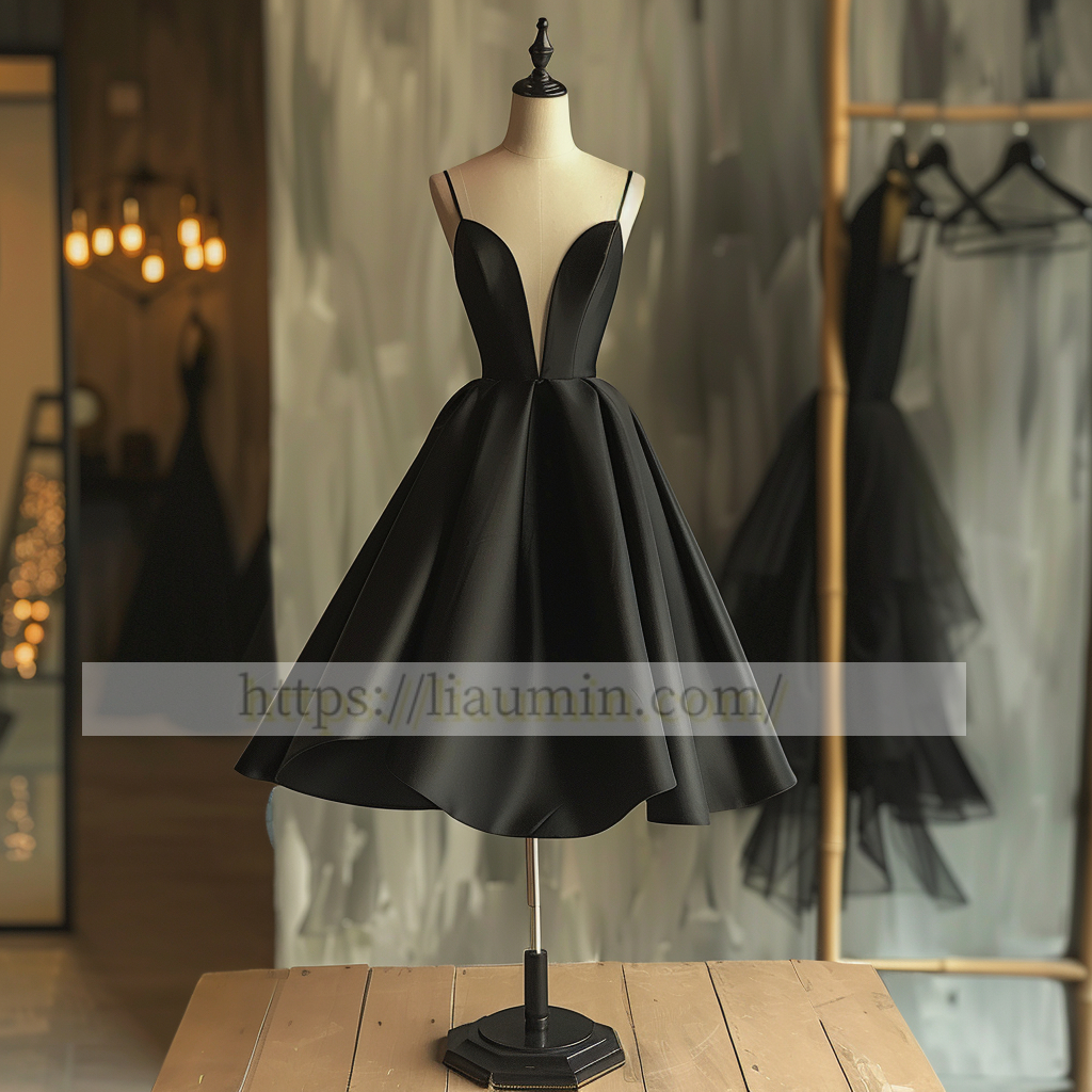 Sexy Black Spaghetti Straps Short Evening Party Prom Formal Occasion Princess Dress W5-1.20