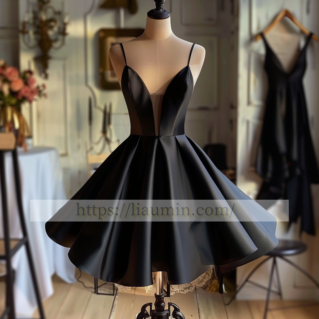 Sexy Black Spaghetti Straps Short Evening Party Prom Formal Occasion Princess Dress W5-1.21