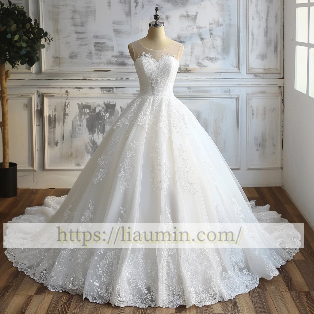 Lace Strapless Wedding Dress Lace Up Back Bridal Gown Princess Dress Custom A-1.21