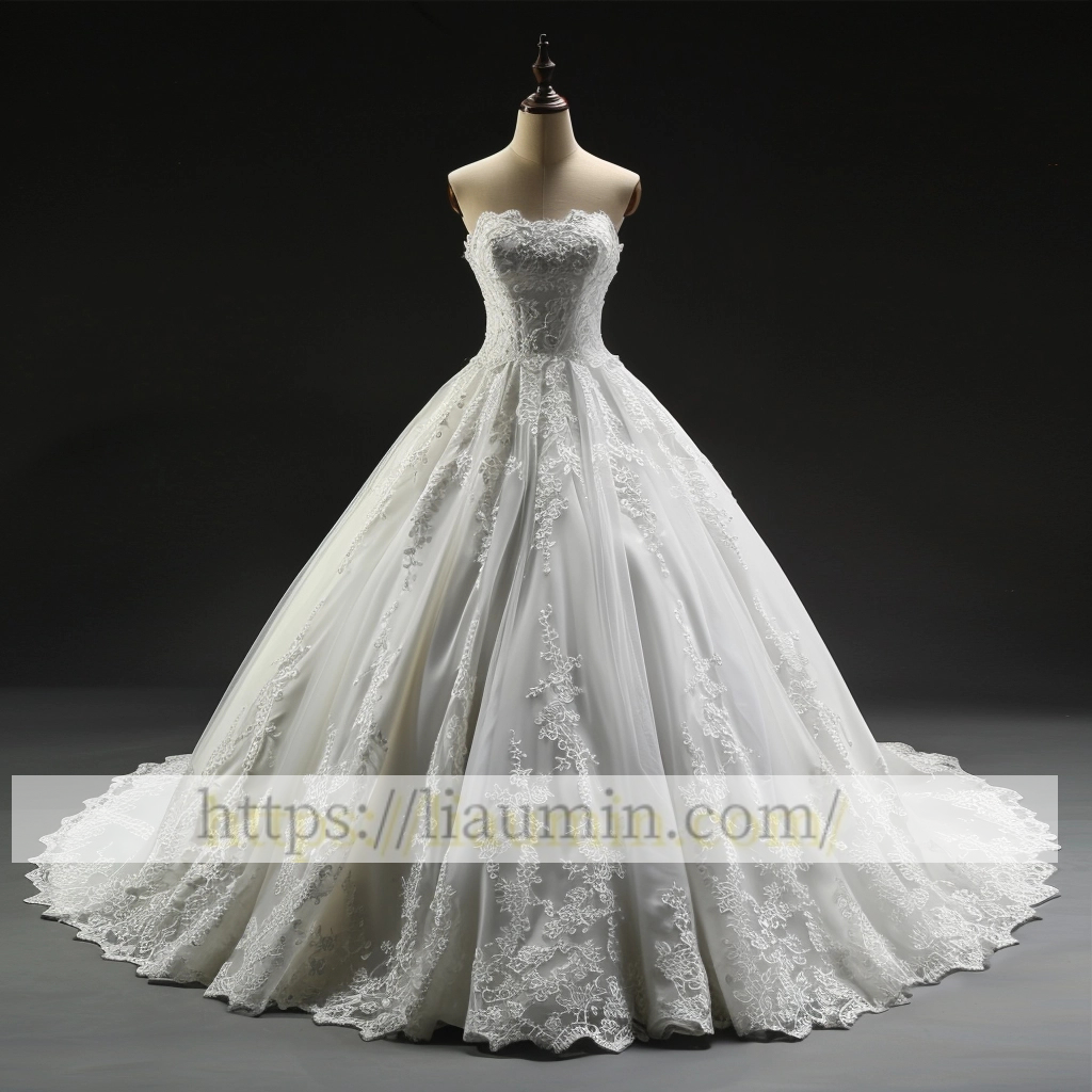 White Or Ivory Lace Strapless Wedding Dress Lace Up Back Bridal Gown Princess Dress Custom A-1.23