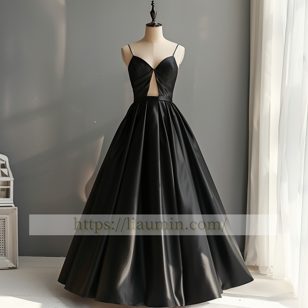 Sexy Black Spaghetti Straps Long Evening Party Prom Formal Occasion Princess Dress W5-1.27