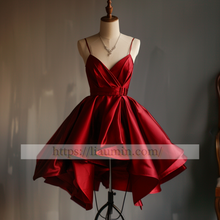 Load image into Gallery viewer, Sexy Red Spaghetti Straps Short Evening Party Prom Formal Occasion Princess Homecoming Dress W5-1.32
