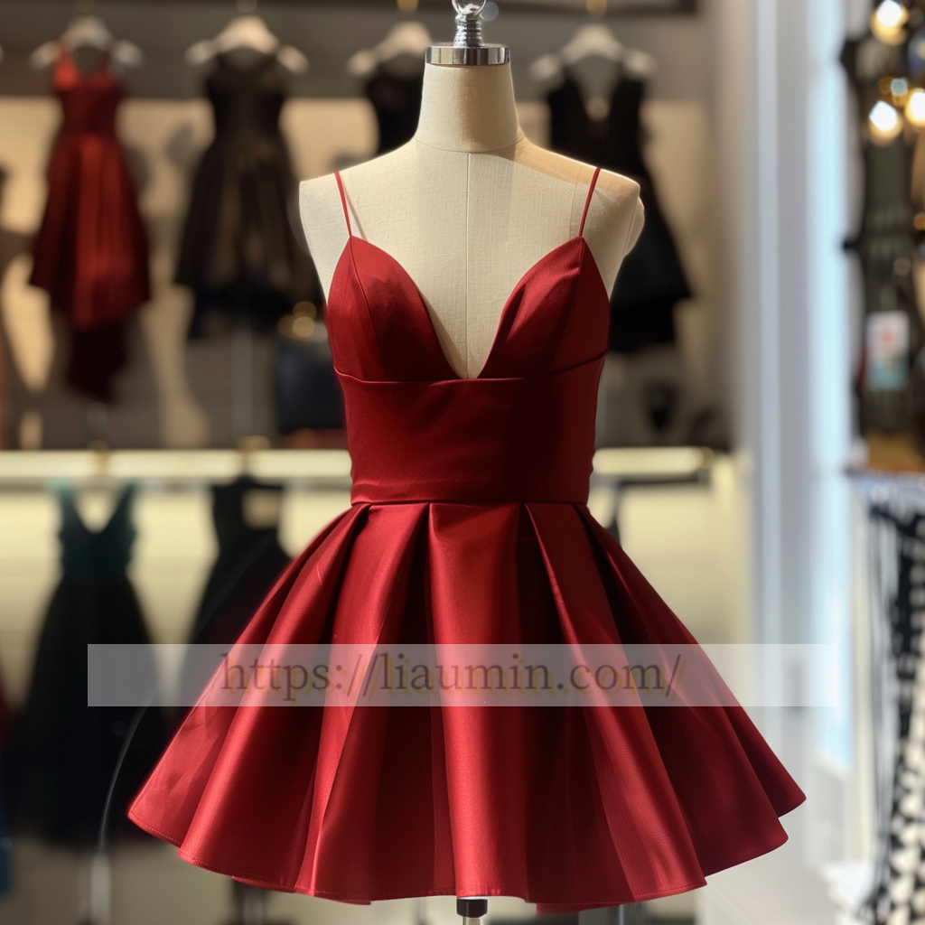 Sexy Red Spaghetti Straps Short Length Evening Party Prom Formal Occasion Princess Dress W5-1.38