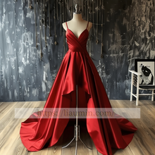 Load image into Gallery viewer, Sexy Red Spaghetti Straps Hi-Lo Evening Party Prom Formal Occasion Princess Dress W5-1.39

