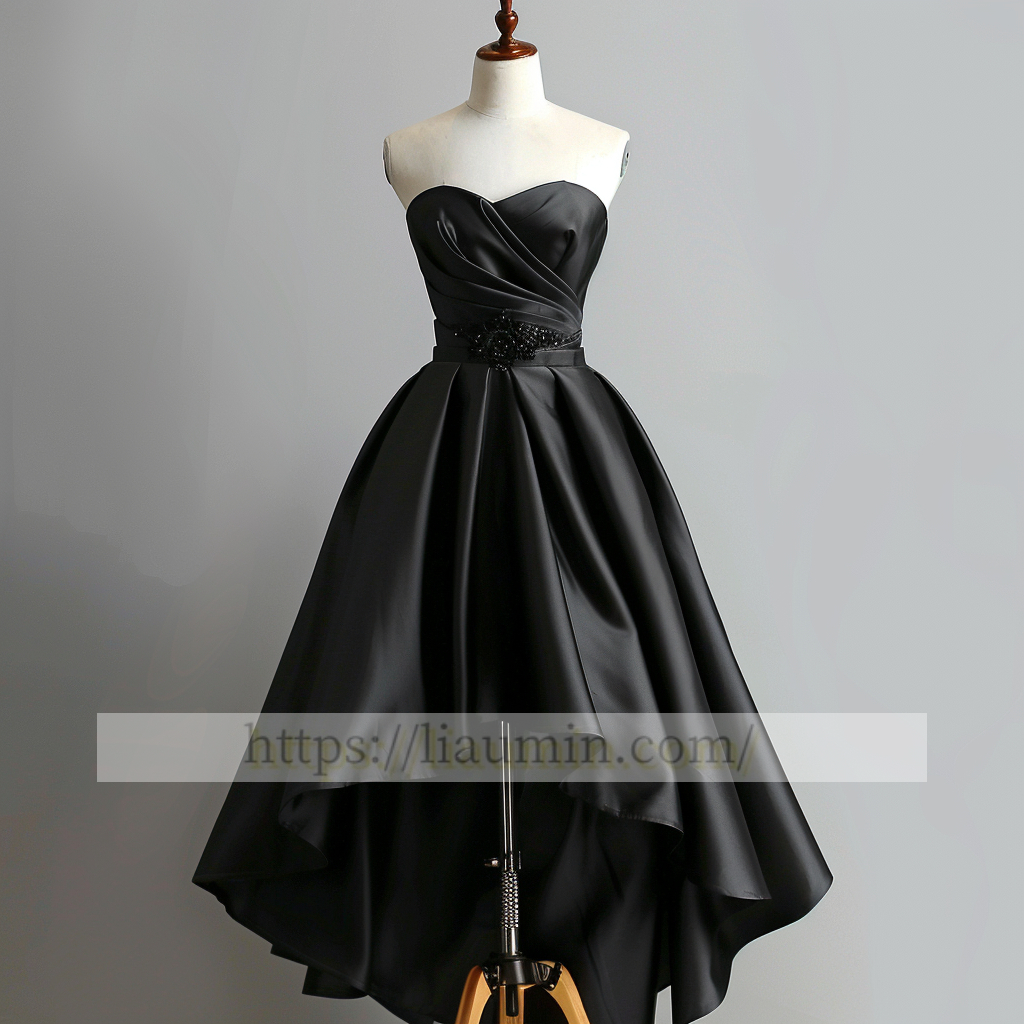 Black Strapless Hi-Lo Evening Party Prom Formal Occasion Princess Dress W5-1.4