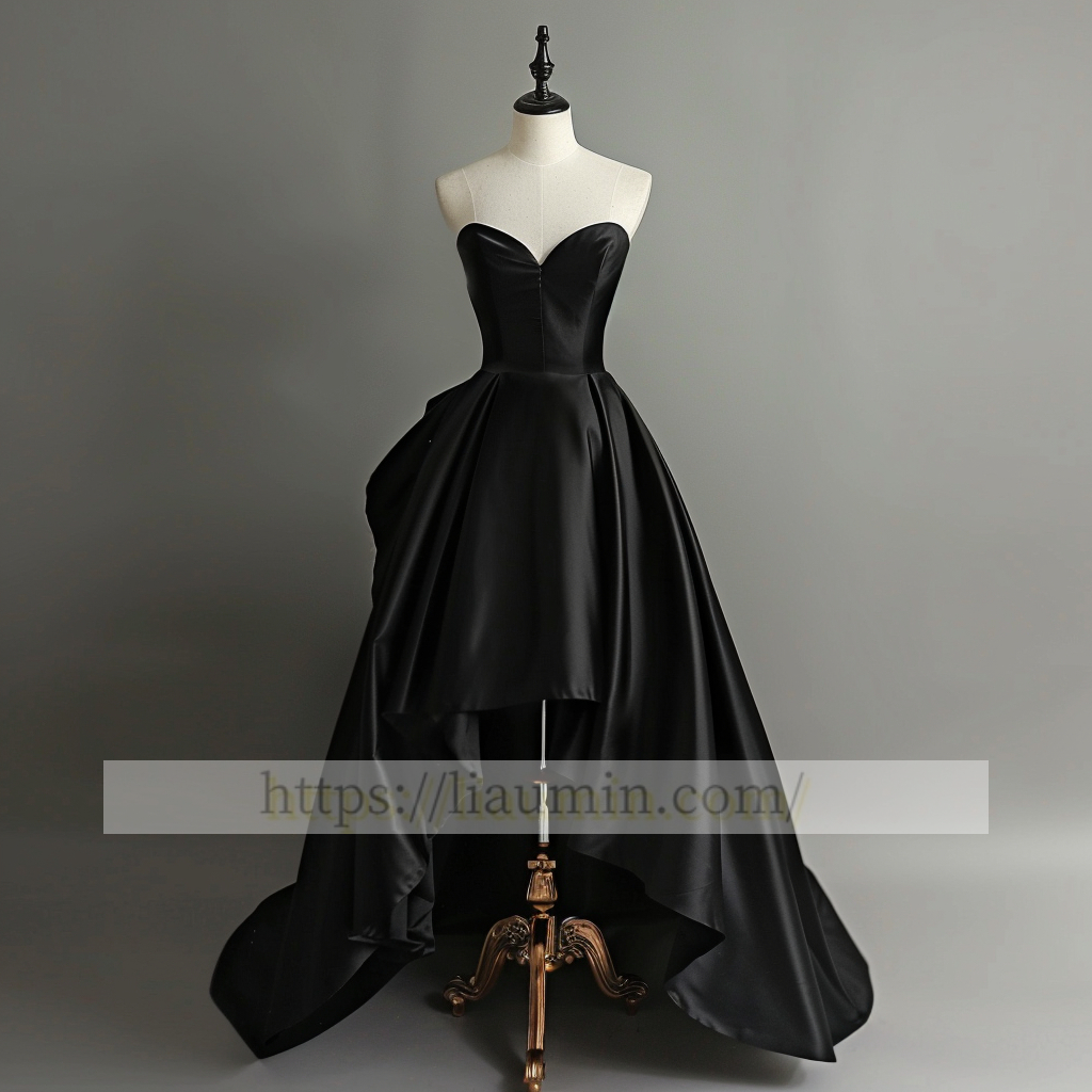 Black Strapless Hi-Lo Evening Party Prom Formal Occasion Princess Dress W5-1.6