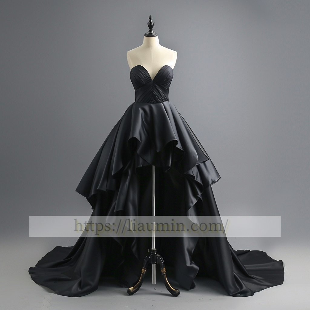 Black Strapless Hi-Lo Evening Party Prom Formal Occasion Princess Dress W5-1.7