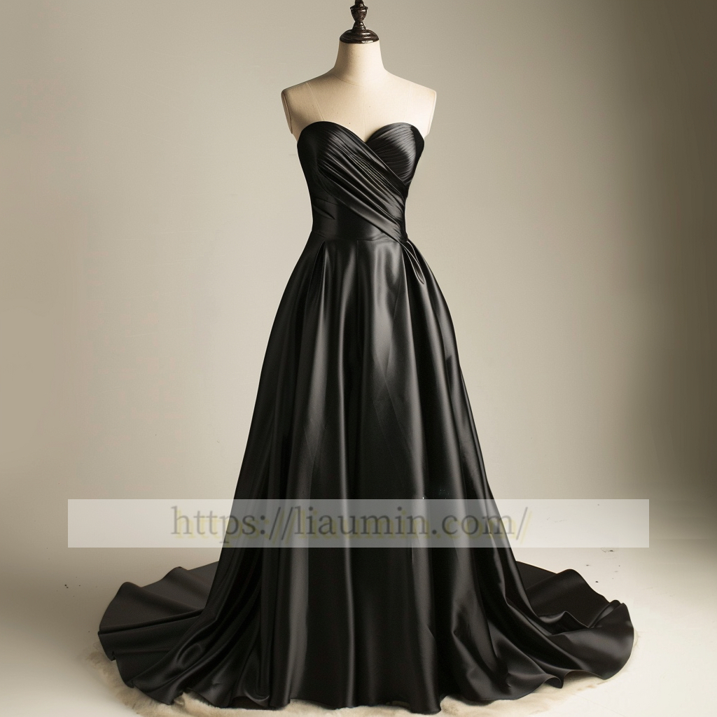 Black Strapless Full Length Evening Party Prom Formal Occasion Princess Dress W5-1.8