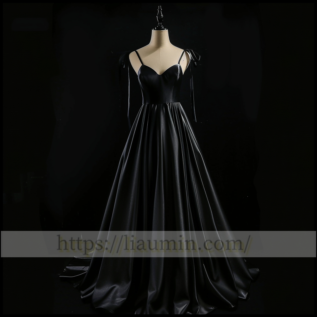 Black Full Length V Neck  Evening Party Prom Formal Princess Dress Hand Made Custom W15-1.9
