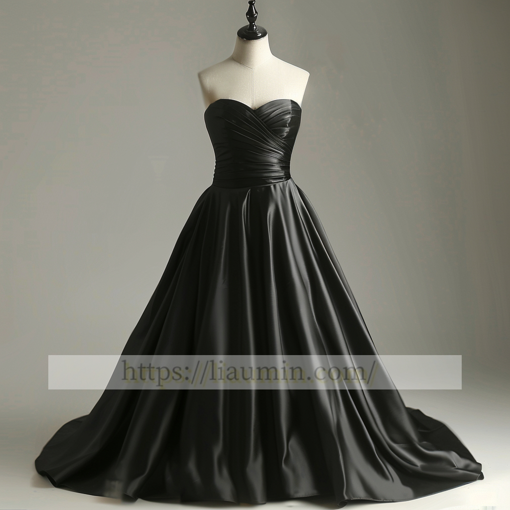 Black Strapless Full Length Evening Party Prom Formal Occasion Princess Dress W5-1.9