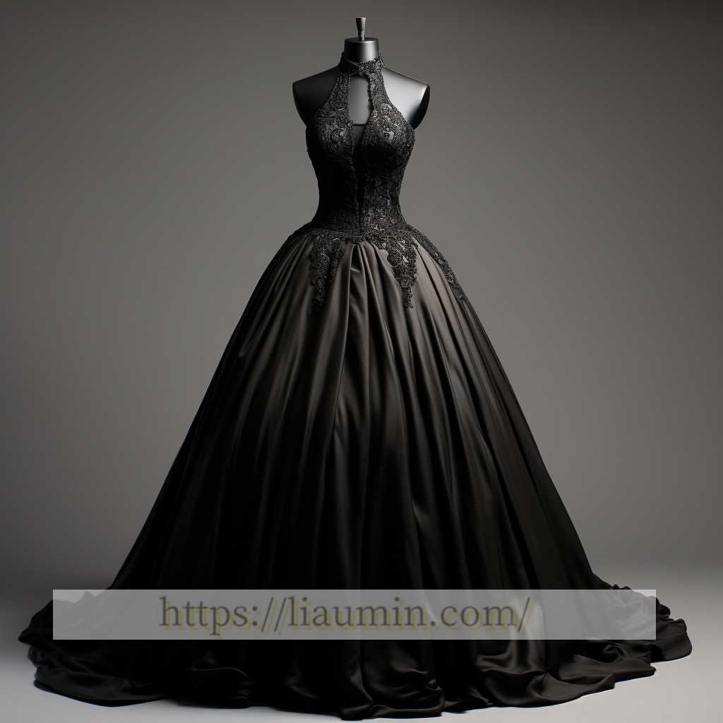 BlackSatin Lace Applique Halter Long Evening Party Prom Princess Homecoming Dress W5-2.25