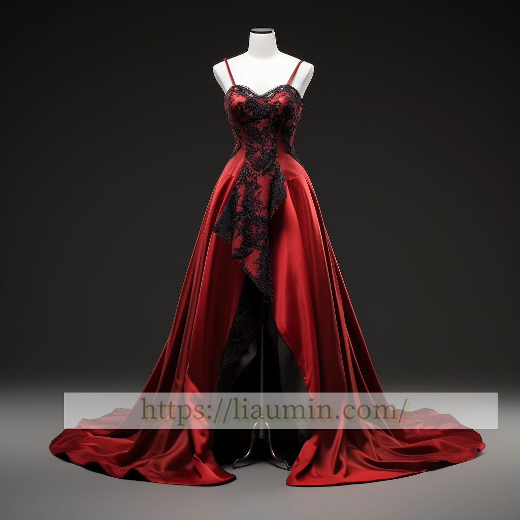 Red Satin Lace Applique Long Evening Party Prom Princess Homecoming Dress W5-2.27