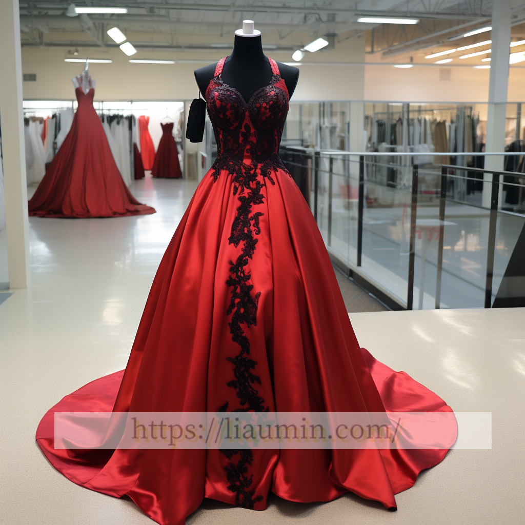 Red Satin Lace Applique Long Evening Party Prom Princess Homecoming Dress Custom W5-2.30