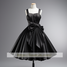 Load image into Gallery viewer, One Shoulder Black Satin Short Evening Party Prom Princess Homecoming Dress Custom W5-2.33
