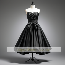 Load image into Gallery viewer, Black Satin Short Length Evening Party Prom Formal Occasion Princess Dress W5-2.32

