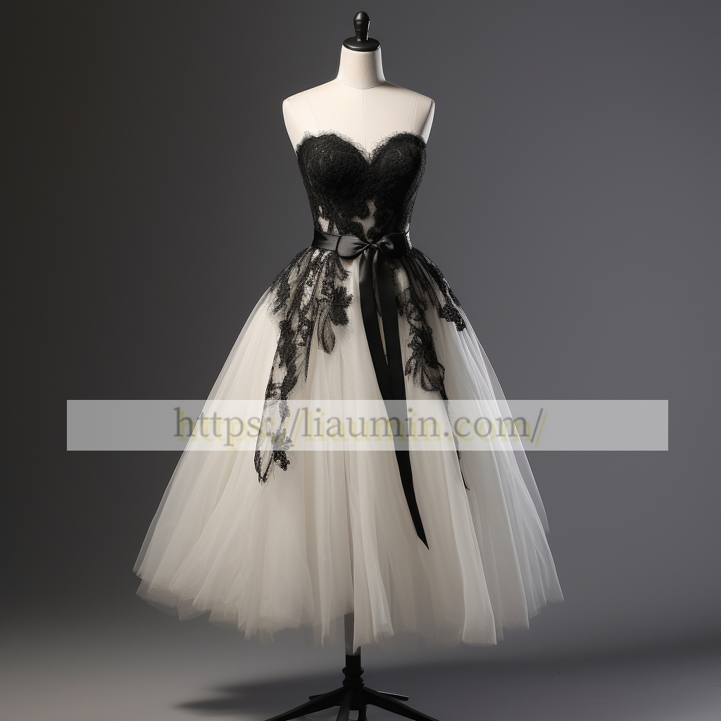 Tulle and Black Lace Applique Short Evening Party Prom Princess Homecoming Dress  W5-2.4