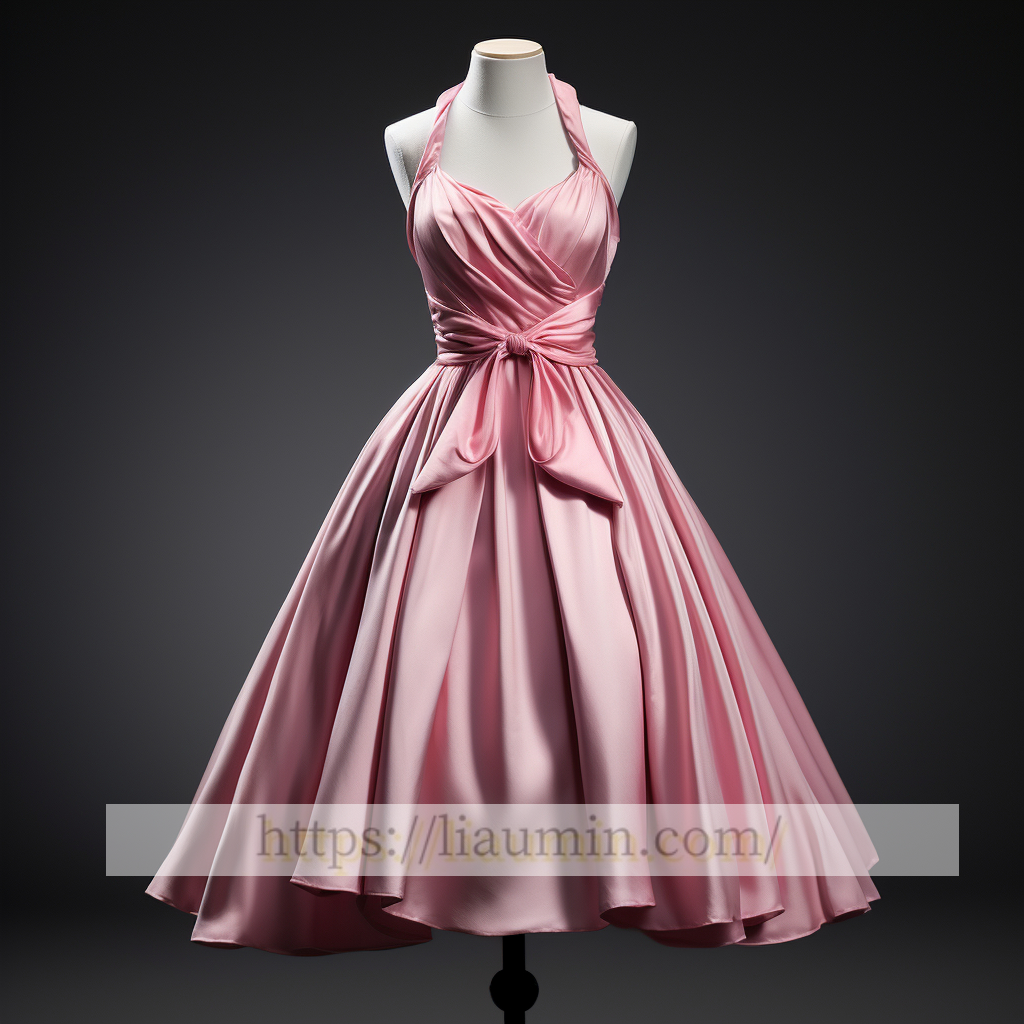 Hand Made Pink Satin Short Length Evening Party Prom Formal Occasion Princess Dress W5-2.40