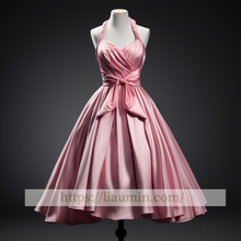 Load image into Gallery viewer, Hand Made Pink Satin Short Length Evening Party Prom Formal Occasion Princess Dress W5-2.40
