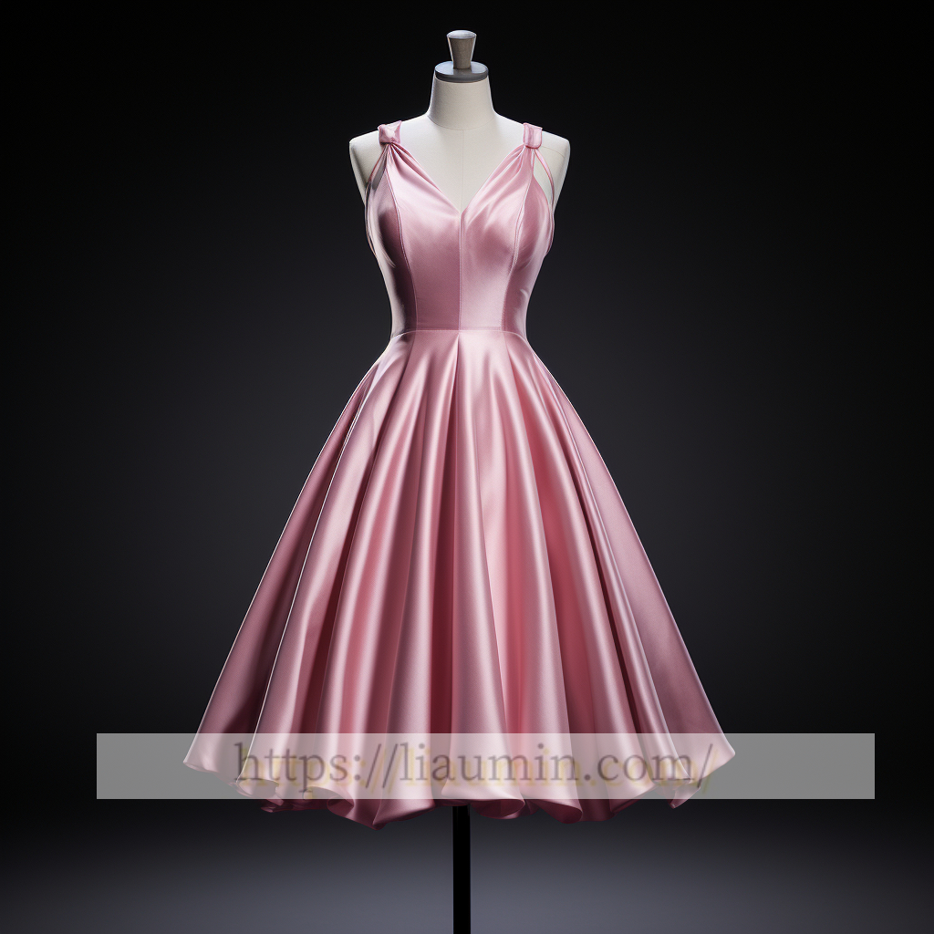 Pink Satin Short Length V Neck Evening Party Prom Formal Occasion Princess Dress W5-2.42