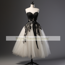 Load image into Gallery viewer, Tulle and Black Lace Applique Short Evening Party Prom Princess Homecoming Dress  W5-2.4
