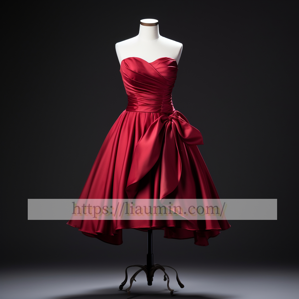 Red Satin Strapless Short Evening Party Prom Princess Homecoming Dress Custom Size W5-2.50