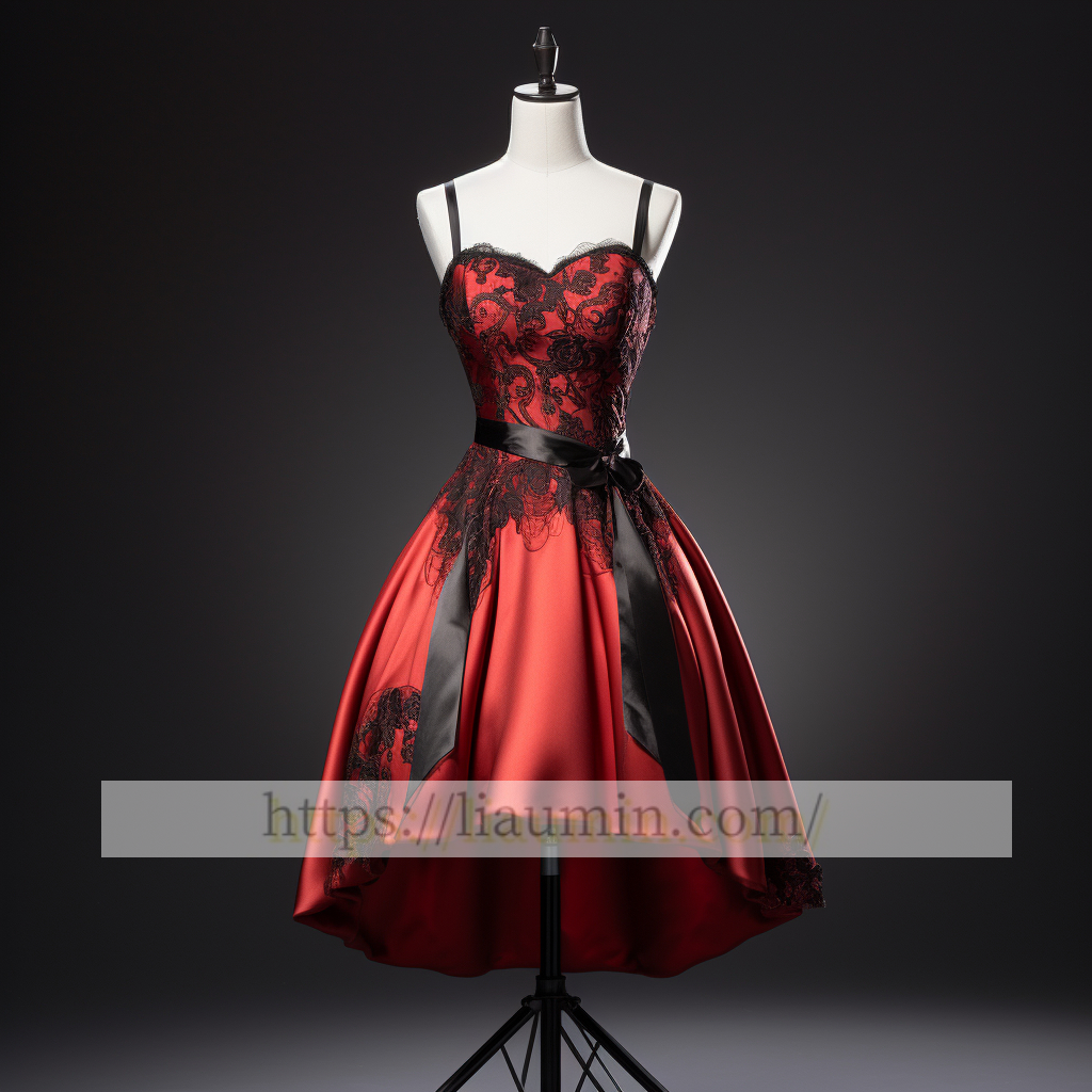 Red Satin Lace Applique Short Length Evening Party Prom Formal Occasion Princess Dress Custom Color W5-2.54