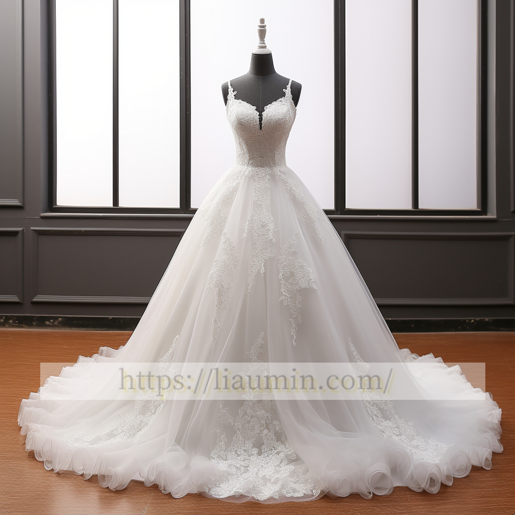 White Long Lace Applique A Line Wedding Dress Bridal Gown Prom Princess Dress W5-2.59