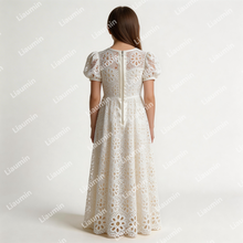 Load image into Gallery viewer, Flower Girl Dresses for Wedding Lace Princess Short Sleeve First Communion Gowns Party Pageant Clothes For Kids W22-36
