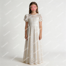 Load image into Gallery viewer, Flower Girl Dresses for Wedding Lace Princess Short Sleeve First Communion Gowns Party Pageant Clothes For Kids W22-36

