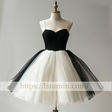 Load image into Gallery viewer, White and Black Short Length Evening Party Prom Formal Princess Homecoming Dress Custom Made W15-3.10
