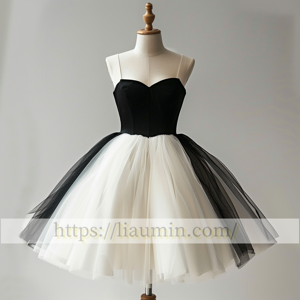 White and Black Short Length Evening Party Prom Formal Princess Homecoming Dress Custom Made W15-3.10