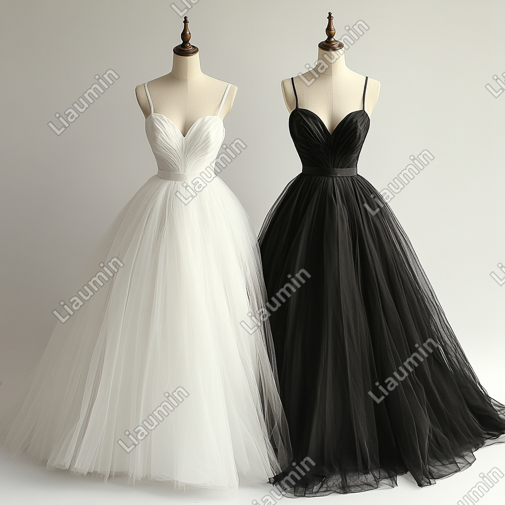New Simple Tulle Strap Wedding Evening Prom Formal Lace Up Back Princess Dress C-3.16