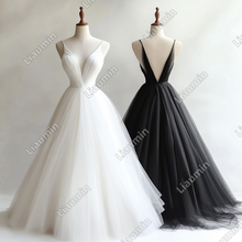 Load image into Gallery viewer, New Simple Tulle Strap Wedding Evening Prom Formal Lace Up Back Princess Dress C-3.17
