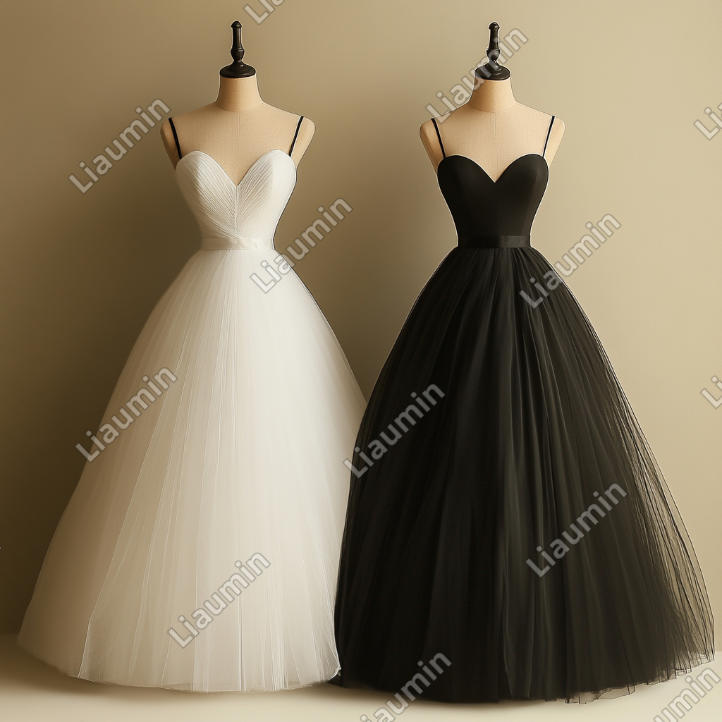 New Simple Tulle Strap Wedding Evening Prom Formal Lace Up Back Princess Dress C-3.18