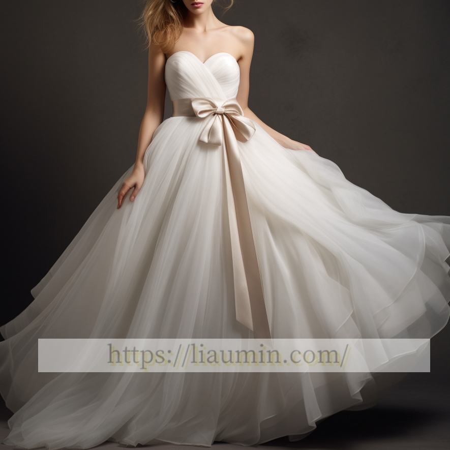 New White Or Ivory With Sash Strapless Wedding Dress Bridal Gown Princess Dress Custom Size W5-3.23